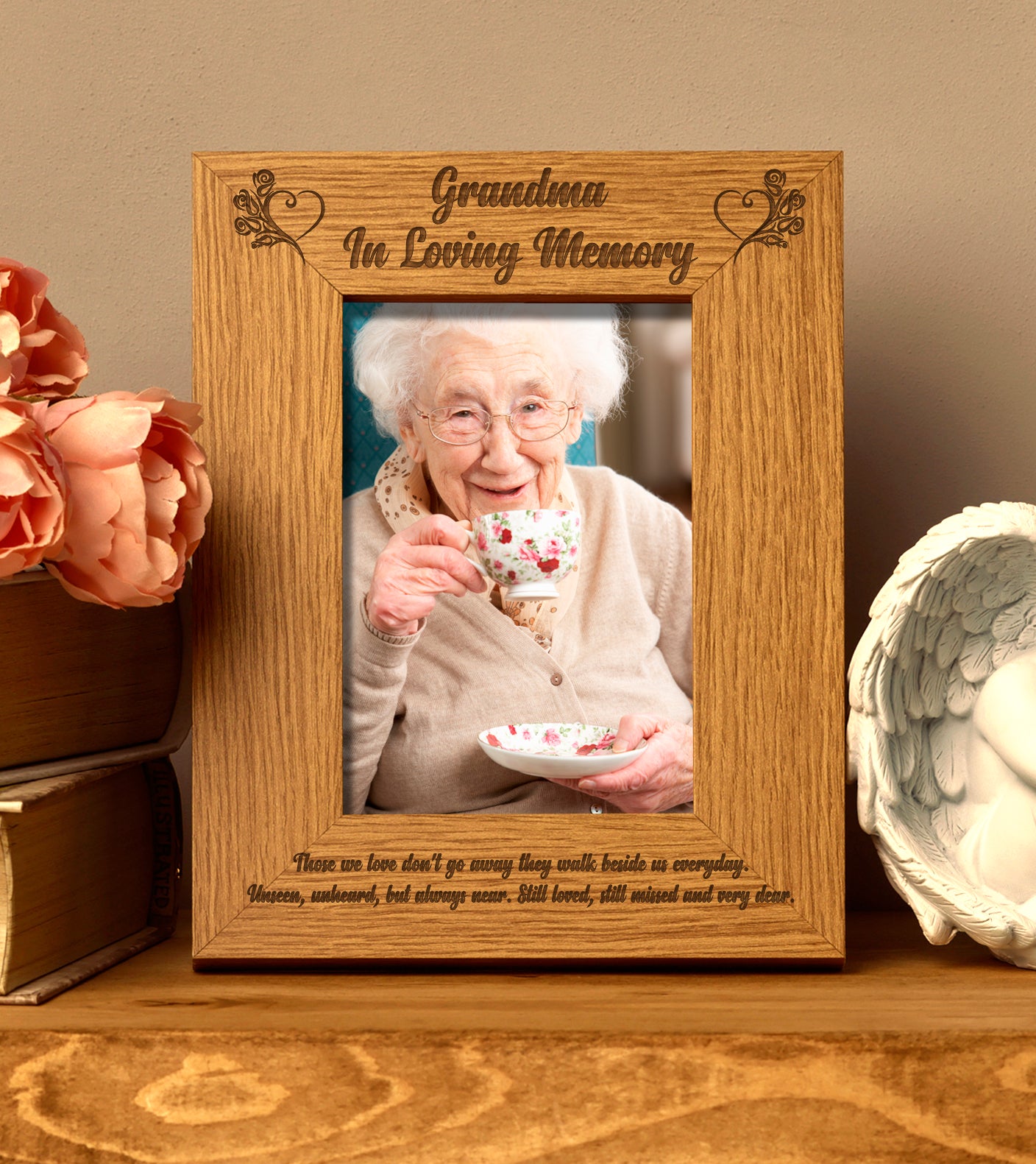 Grandma In Loving Memory Remembrance Portrait Wooden Photo Frame Gift - ukgiftstoreonline