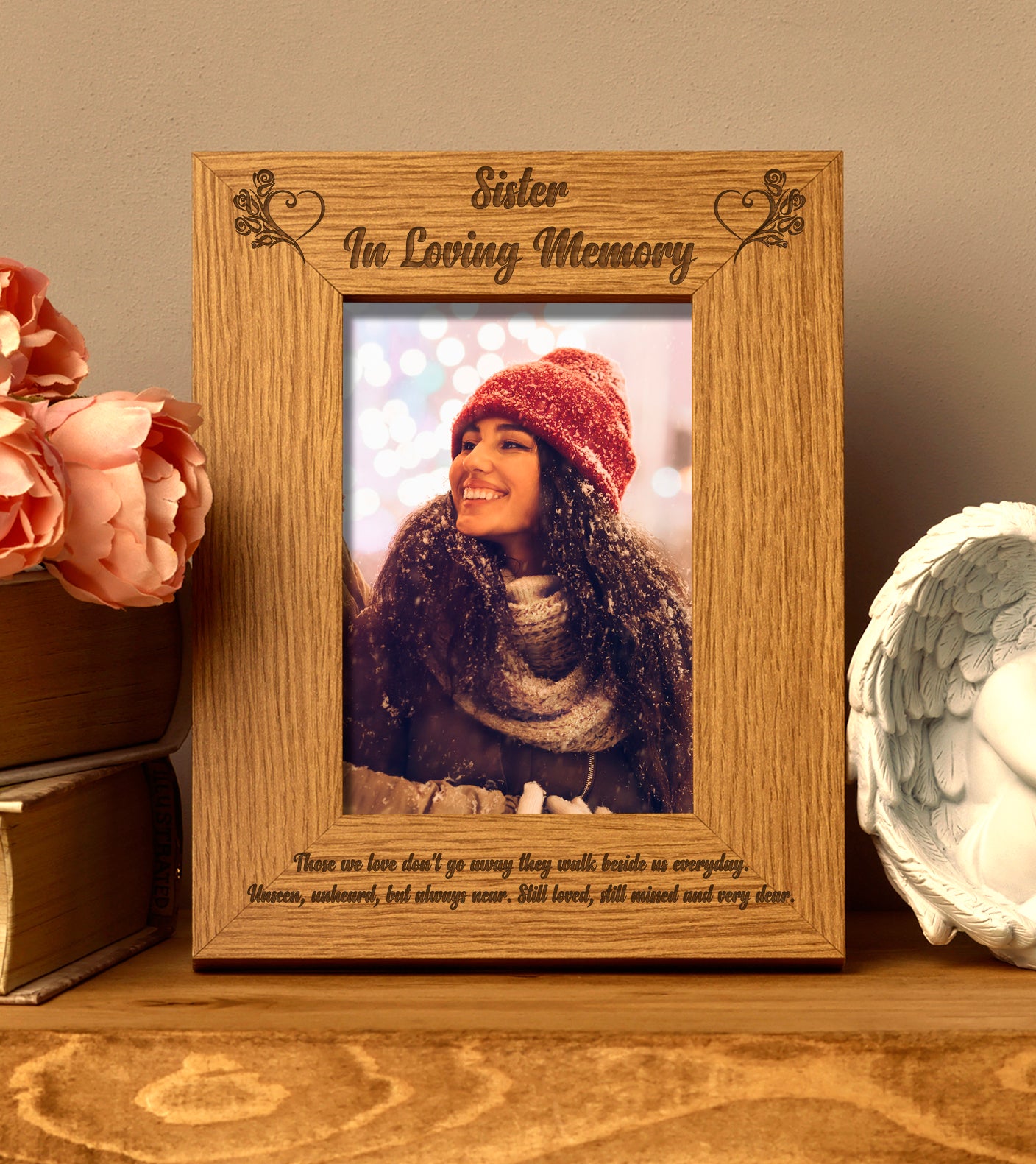 Sister In Loving Memory Remembrance Portrait Wooden Photo Frame Gift - ukgiftstoreonline
