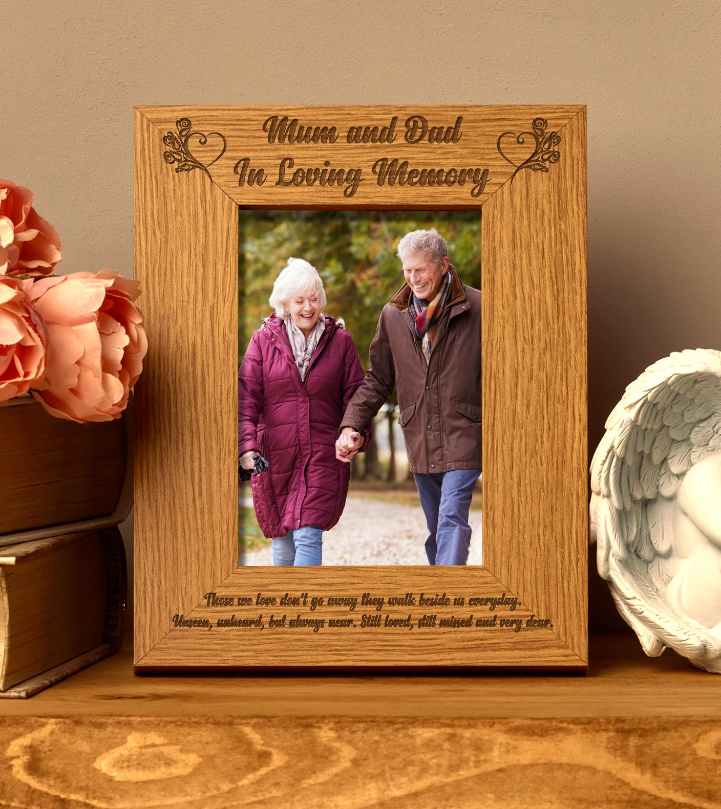 Mum and Dad In Loving Memory Remembrance Portrait Wooden Photo Frame - ukgiftstoreonline