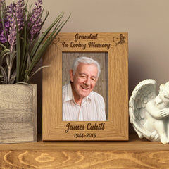 Grandad In Loving Memory Remembrance Wooden Photo Frame - ukgiftstoreonline