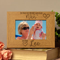 Personalised First Mothers Day as a Nan Photo Frame Landscape - ukgiftstoreonline