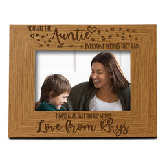 ukgiftstoreonline personalised You are the Auntie Photo Frame Gift Landscape Oak Wood Finish
