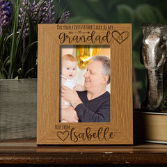Personalised First Fathers Day as a Grandad Photo Frame Portrait
