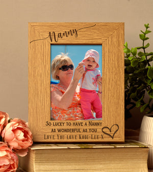 Personalised Nanny Love Heart Engraved Portrait Photo Frame Gift - ukgiftstoreonline
