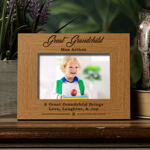 Personalised Great Grandchild Wooden Photo Frame Gift