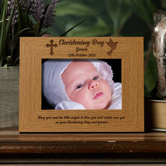Personalised Christening Day Wooden Photo Frame Gift