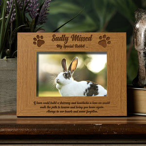 Sadly Missed Rabbit Remembrance Memorial Wooden Photo Frame