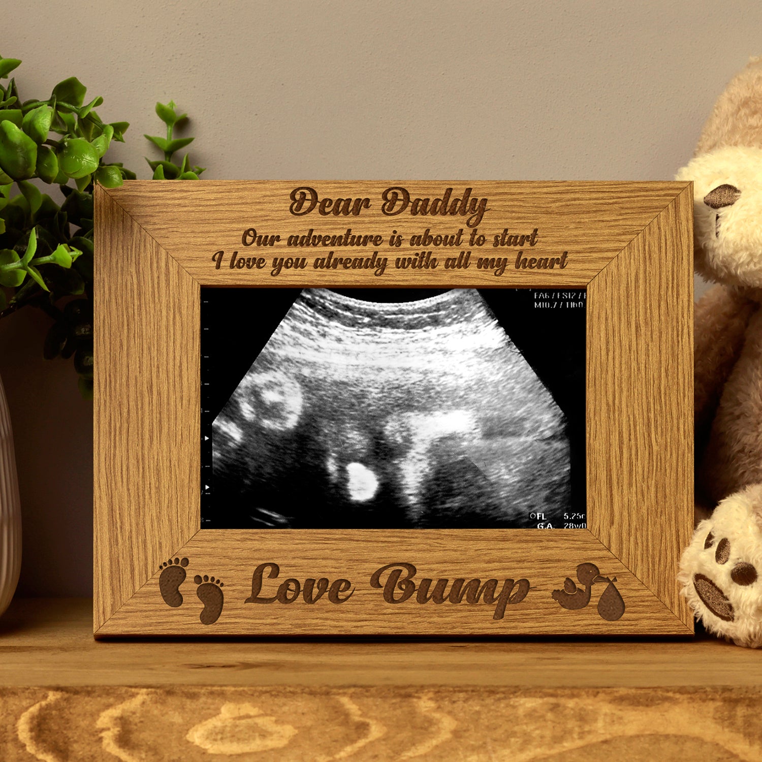 New Baby Pregnancy Scan Wooden Photo Frame Daddy Gift - ukgiftstoreonline