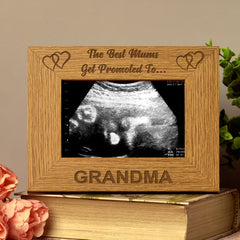 Best Mums Get Promoted To Grandma Wooden Photo Frame Gift - ukgiftstoreonline