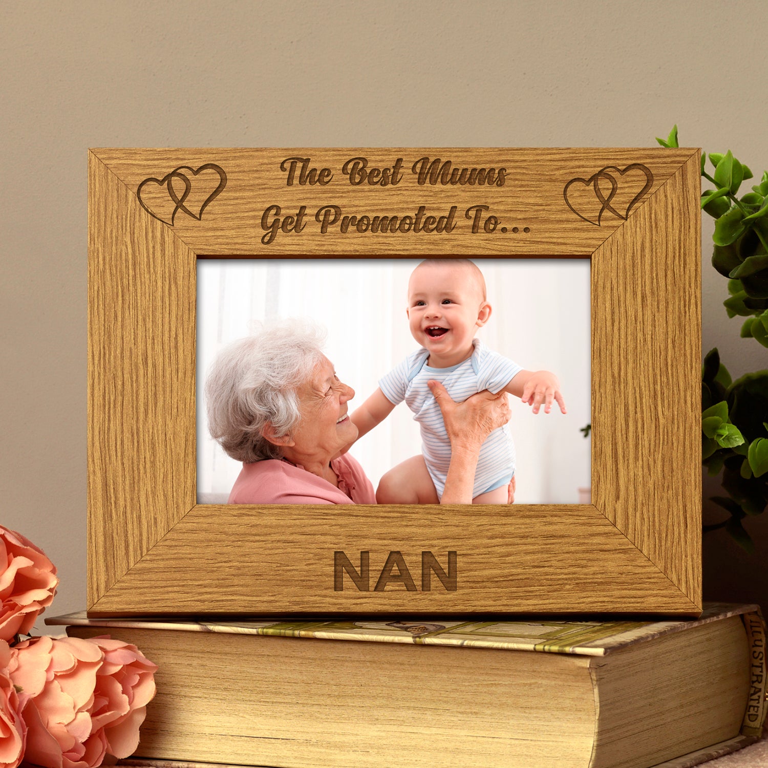 Best Mums Get Promoted To Nan Wooden Photo Frame Gift - ukgiftstoreonline