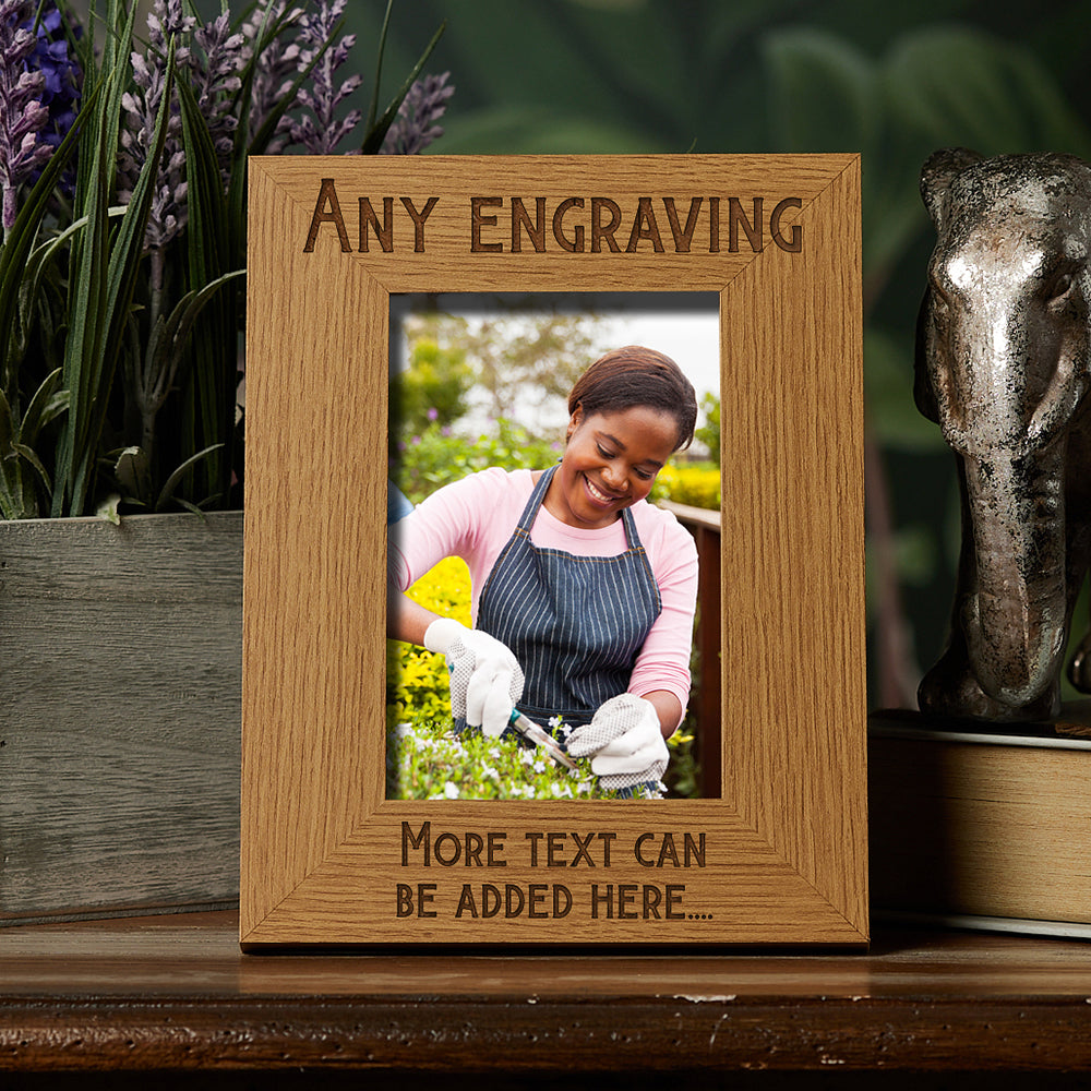 ukgiftstoreonline Personalised Photo Frame Any Engraving Elegant Style Gift Oak Wood Finish