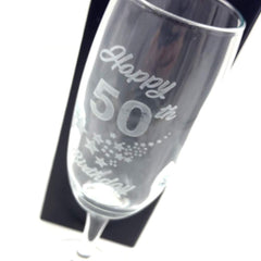 50th Birthday Stars Champagne Flute Glass Gift Boxed - ukgiftstoreonline