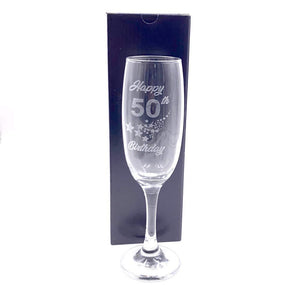50th Birthday Stars Champagne Flute Glass Gift Boxed - ukgiftstoreonline