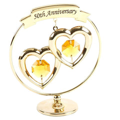 50th Golden Wedding Anniversary Gift Gold Ring with Hearts - ukgiftstoreonline