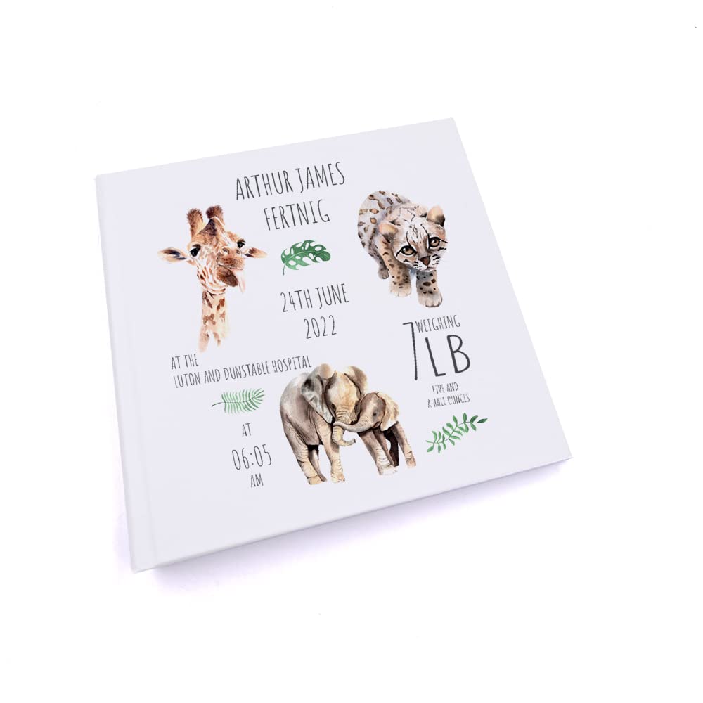 Personalised Safari Animal New Baby Photo Album