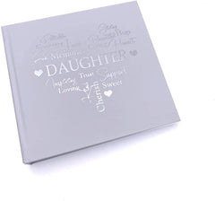 ukgiftstoreonline Daughter Themed Heart Photo Album For 50 x 6 by 4 Photos Silver Print