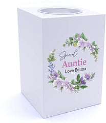 Personalised Auntie Gift Tea Light Holder