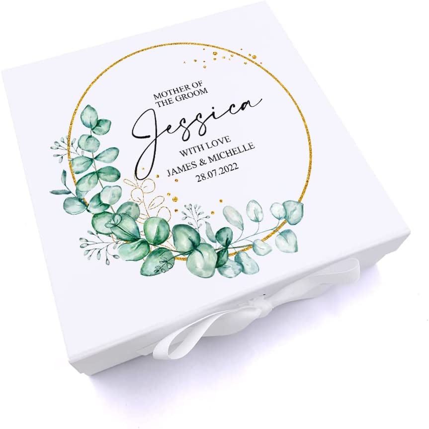 Personalised Mother Of The Groom Wedding Keepsake Box Gift With Wreath