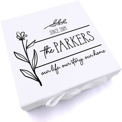 ukgiftstoreonline Personalised Our Story Our Life Family Sentiment Keepsake Memory Box.