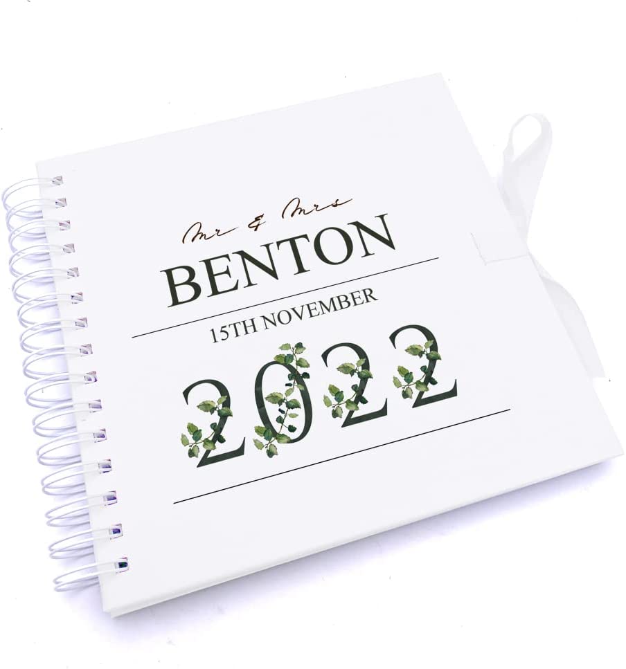 Personalised Wedding Scrapbook Guest Book, Photo Album Leaf Number Design