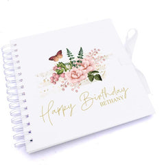 Personalised Birthday Scrapbook Photo Album with Butterflies and Flowers
