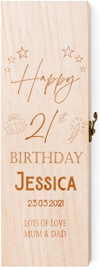 Personalised Birthday Any Age Wooden Wine or Champagne Gift Box
