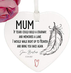 ukgiftstoreonline Personalised Mum In Loving Memory porcelain heart gift with ribbon