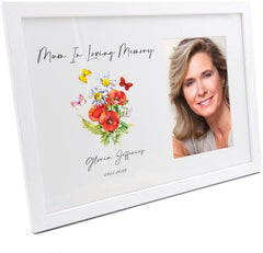 Personalised Mum Remembrance Photo Frame With Flowers and Butterflies