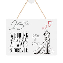 ukgiftstoreonline Personalised 25th Anniversary Plaque Gift With Couple and Hearts
