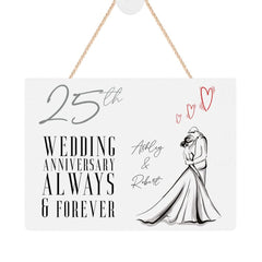 ukgiftstoreonline Personalised 25th Anniversary Plaque Gift With Couple and Hearts