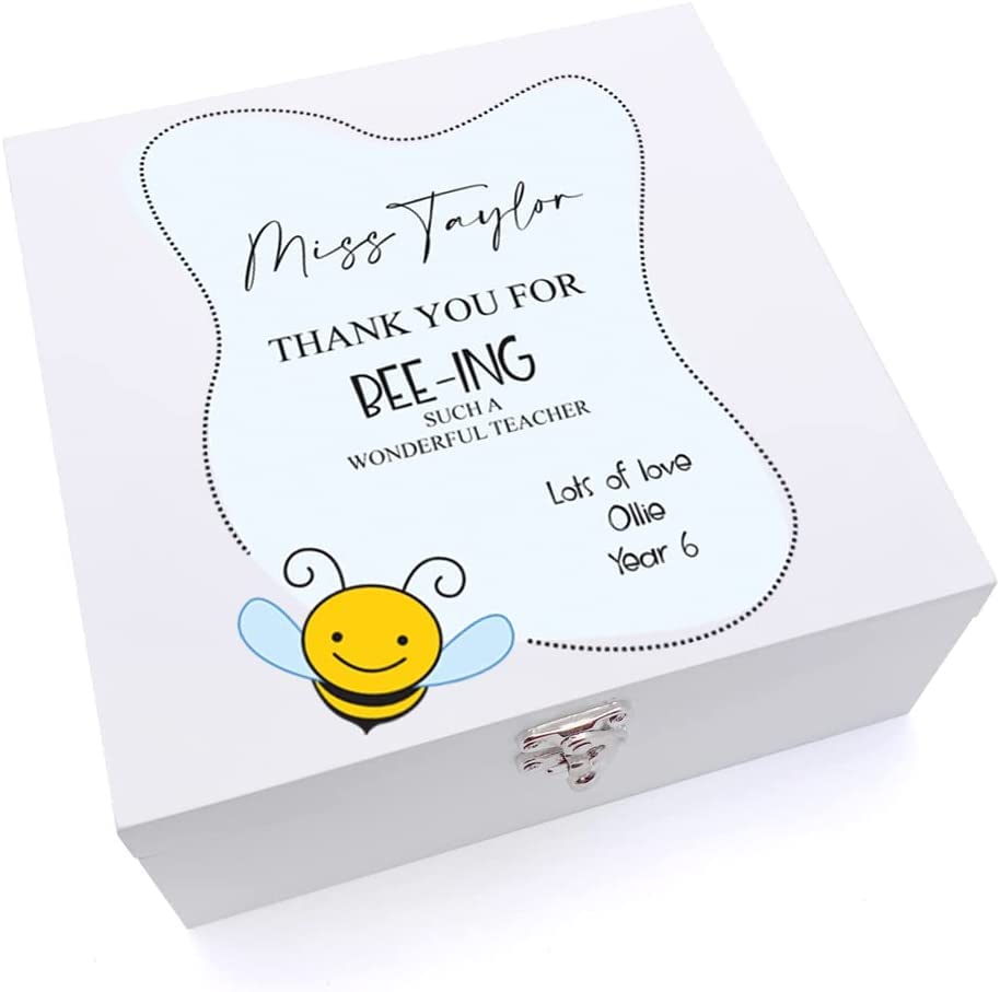 ukgiftstoreonline Personalised Thank you For Being a Wonderful Teacher Keepsake Large Wooden Box Gift