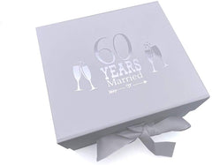 ukgiftstoreonline White 60th Diamond Wedding Anniversary Keepsake Memory Box Gift
