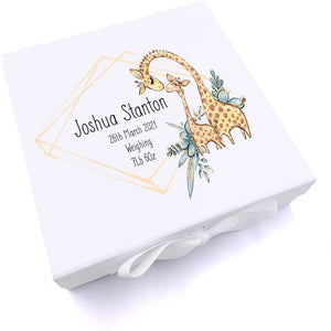Personalised Baby Keepsake Memory Box Cute Giraffes UV-817