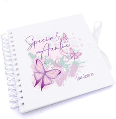 Personalised Special Auntie Pink & Purple Butterfly Gift Scrapbook Photo Album