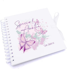 Personalised Special Auntie Pink & Purple Butterfly Gift Scrapbook Photo Album