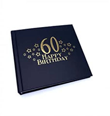 60th Birthday Black Photo Album Gift With Gold Script