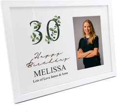 Personalised 30th Birthday Green Leaf Design Gift Photo Frame