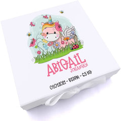 ukgiftstoreonline Personalised Baby Unicorn Design Keepsake Memory Box