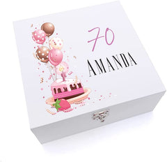 ukgiftstoreonline Personalised 70th Birthday Gifts For Her Keepsake Wooden Box