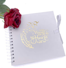 Memorial Remembrance White Scrapbook Guest Book Photo Album Gold Script