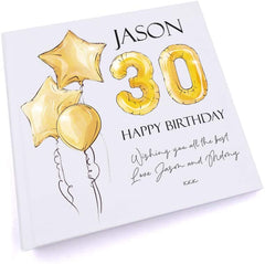 ukgiftstoreonline Personalised Birthday Photo Album Keepsake Gold Balloon Design