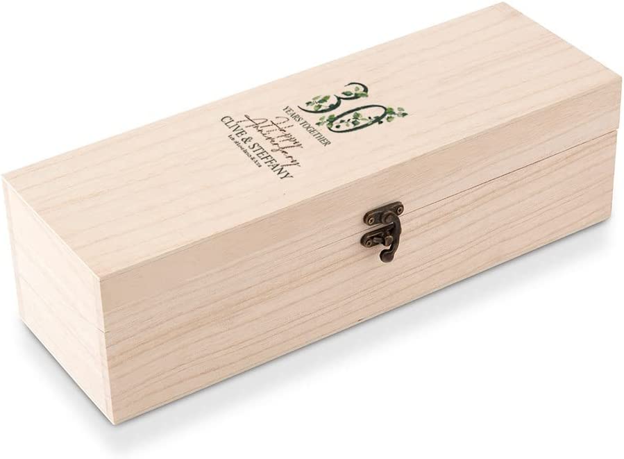Personalised 30th Anniversary Wooden Wine or Champagne Box Gift