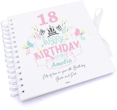 Personalised Any Age Happy Birthday Gift for Her Scrapbook Photo Album Or Guest Book 18th, 21st, 30th, 40th, 50th, 60th