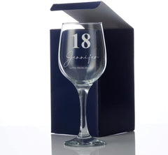 Personalised 18th Birthday Engraved Wine Glass Gift Name & Sentiment