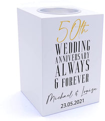 Personalised 50th Wedding Anniversary Tea Light Holder Gift