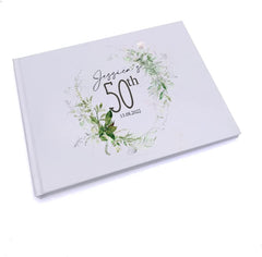 Personalised 50th Birthday Gift Guest Book with Botanical Design