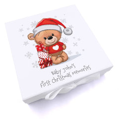 Personalised Baby's First Christmas Keepsake Box With Teddy In Jumper