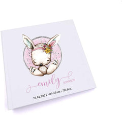 ukgiftstoreonline Personalised Baby Girl Photo Album Gift Sitting Rabbit
