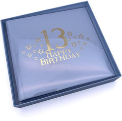 13th Birthday Blue Photo Album Gift With Gold Script