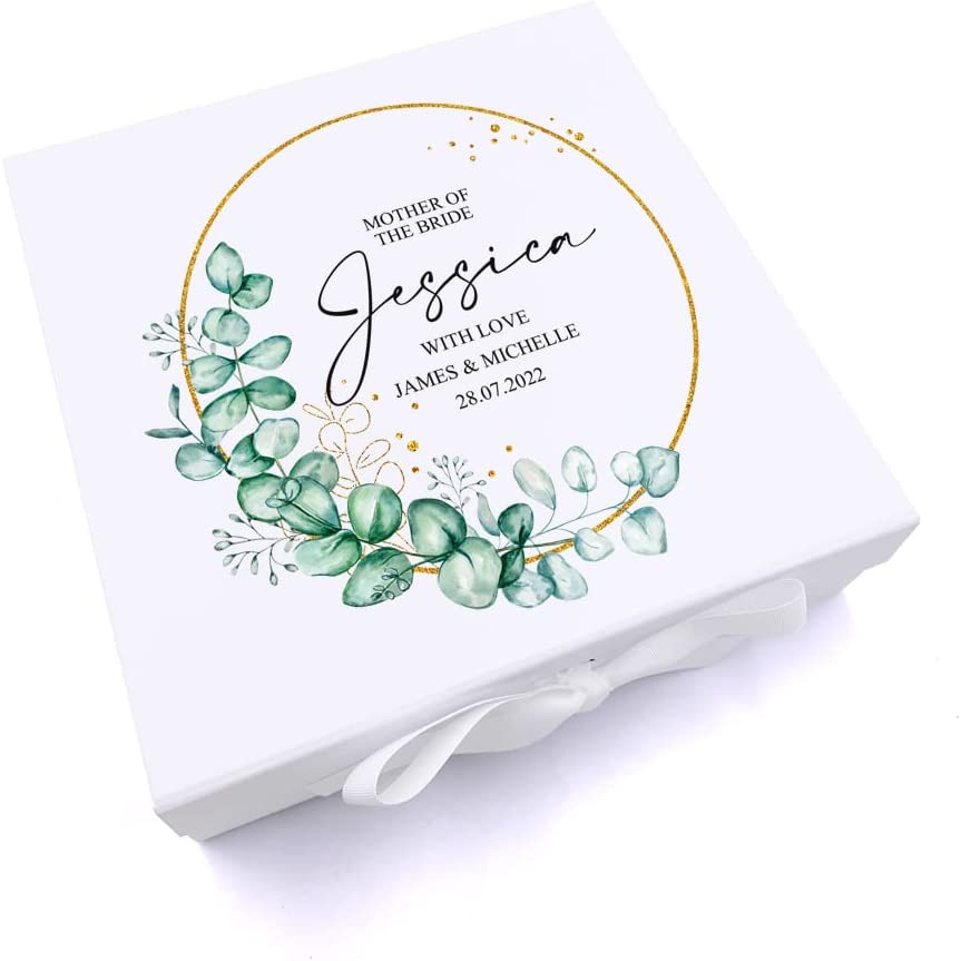 Personalised Mother Of The Bride Wedding Keepsake Box Gift With Wreath